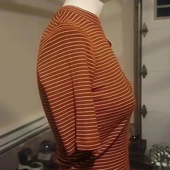 VINCE WOMEN'S RIB STRIPE SHORT SLEEVE CREW NECK TOP SIZE S - Picture 3 of 5